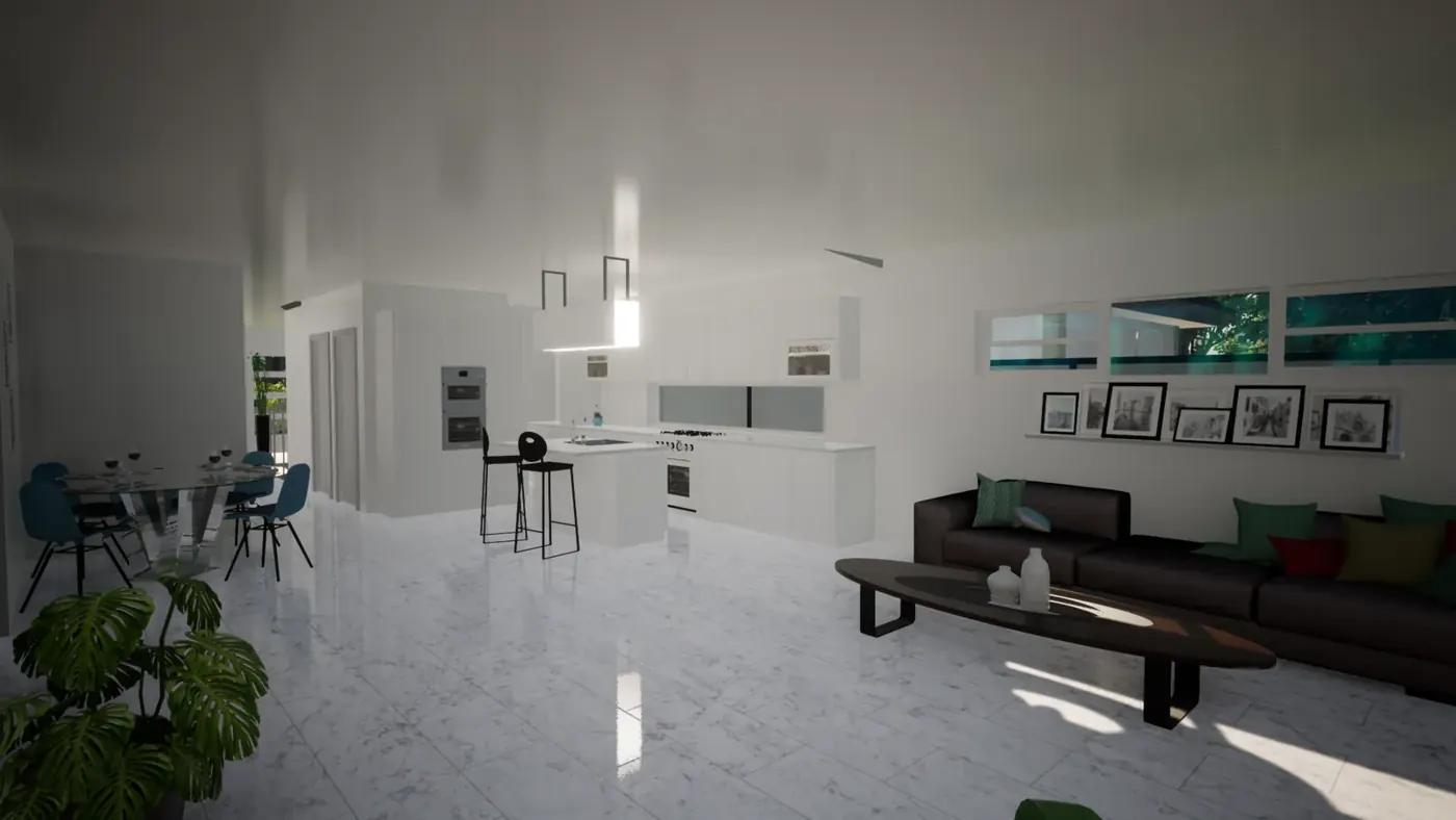 Render 3 of 5: two-storey house with open-plan interior and secondary dwelling, Bradbury