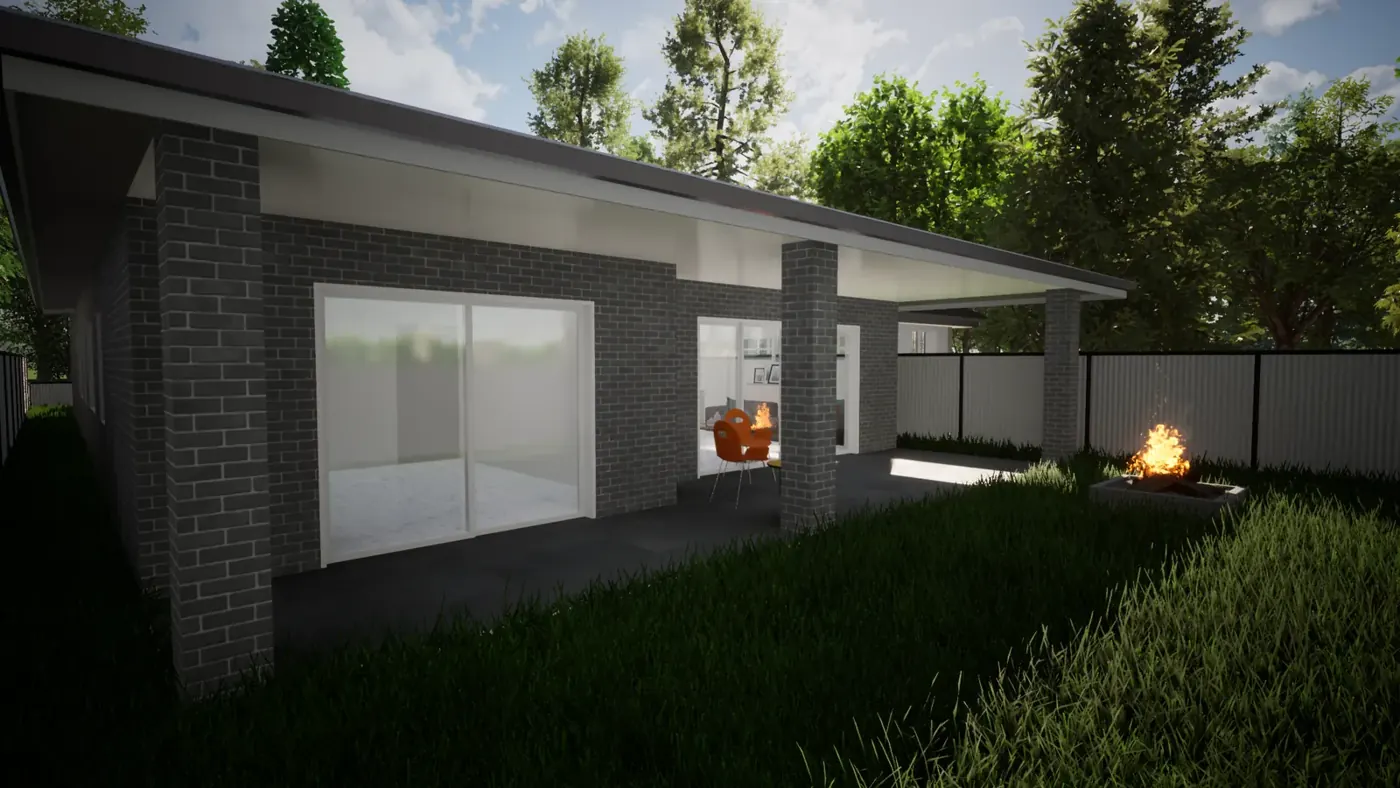 Render 4 of 5: two-storey house with open-plan interior and secondary dwelling, Bradbury