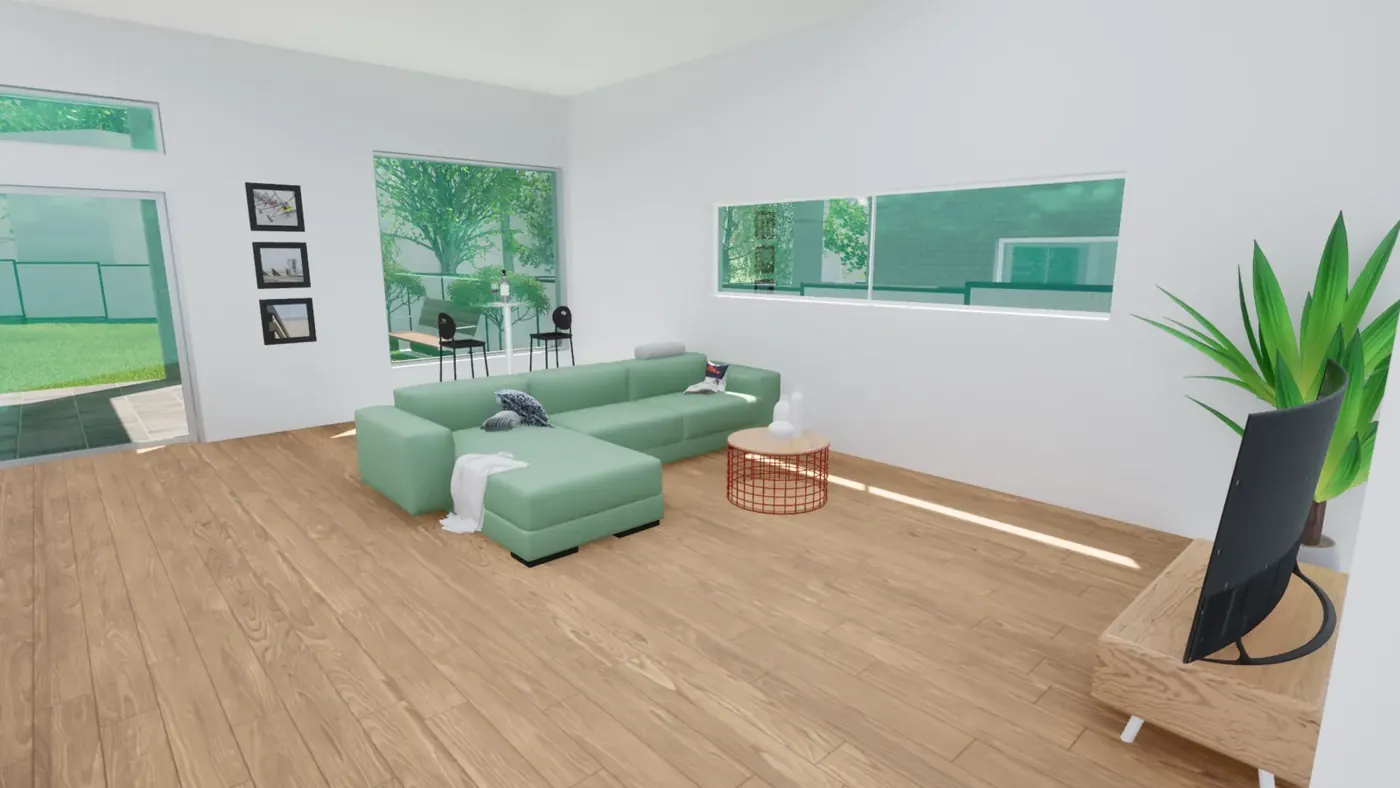 Render 4 of 6: duplex with garages and a rear granny flat, Padstow