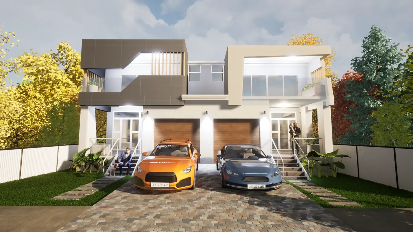 Render 1 of 9: duplex with double garage and rear swimming pool, Padstow
