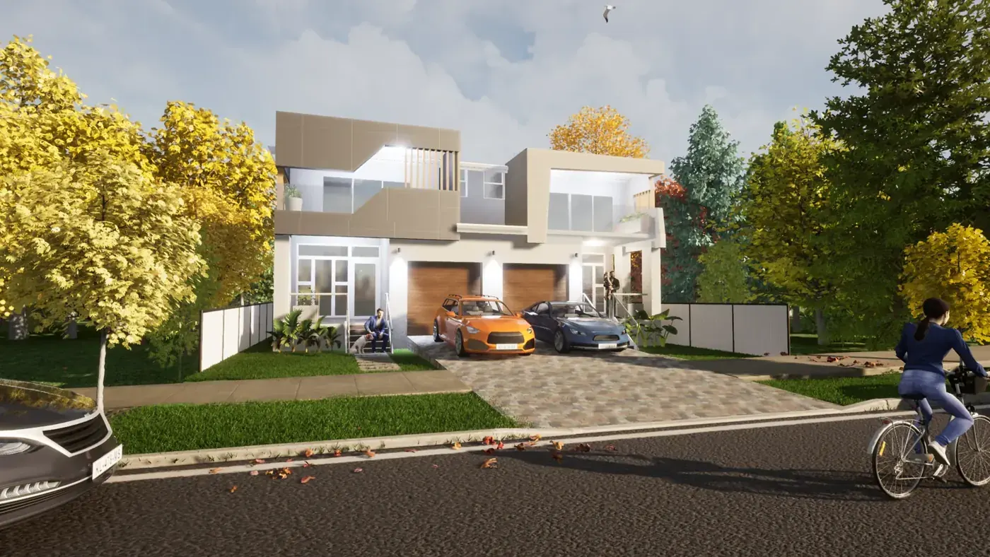 Render 2 of 9: duplex with double garage and rear swimming pool, Padstow