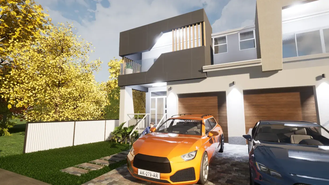 Render 4 of 9: duplex with double garage and rear swimming pool, Padstow