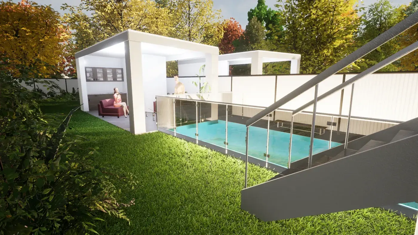 Render 6 of 9: duplex with double garage and rear swimming pool, Padstow