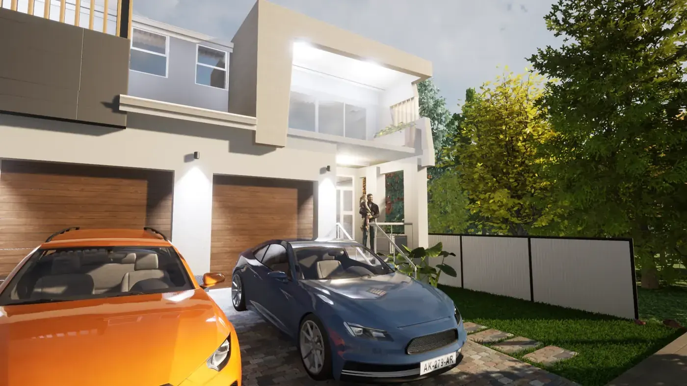 Render 7 of 9: duplex with double garage and rear swimming pool, Padstow