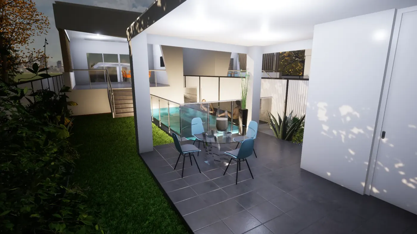 Render 8 of 9: duplex with double garage and rear swimming pool, Padstow
