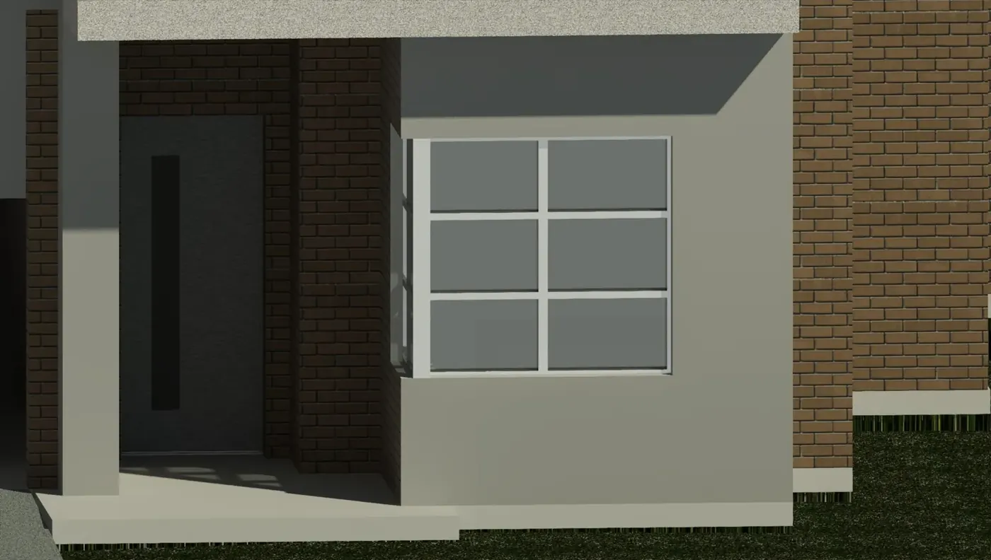 Render 5 of 6: 3D model of a brick house on a sloping site, Peakhurst
